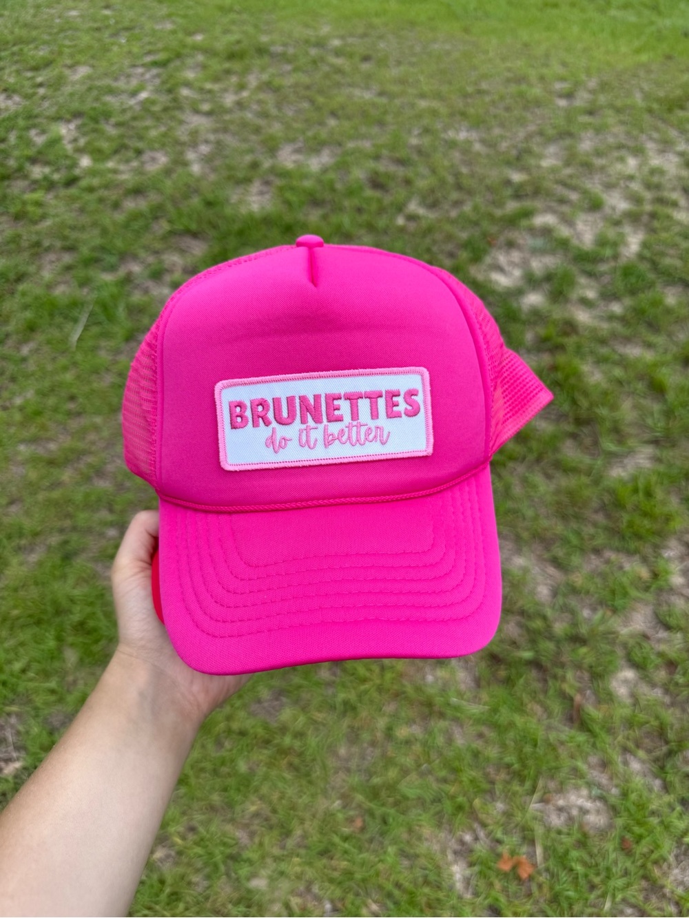 Brunettes Do It Better Hot Pink Trucker Hat